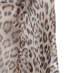 Pre Owned Roberto Cavalli Leopard Print Sheer Silk Blouse XS