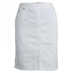Pre Owned تنورة روبرتو كافالي جينز أبيض ميني S