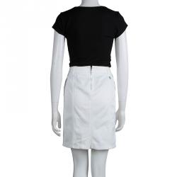Pre Owned تنورة روبرتو كافالي جينز أبيض ميني S