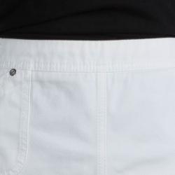 Pre Owned تنورة روبرتو كافالي جينز أبيض ميني S