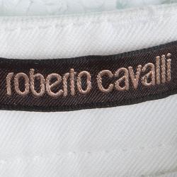 Pre Owned تنورة روبرتو كافالي جينز أبيض ميني S