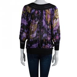 Pre Owned Roberto Cavalli Multicolor Floral Printed Silk Sheer Blouse S