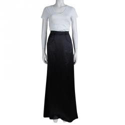 Pre Owned Roberto Cavalli Black Silk Maxi Skirt S