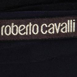 Pre Owned Roberto Cavalli Monochrome Silk Printed Top S