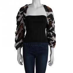 مملوكة مسبقًا جاكيت بوليرو روبرتو كافالي بأكمام مكشكشة بنقش حيواني حرير