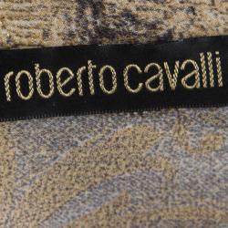 Pre Owned Roberto Cavalli Multicolor Silk Printed Halter Neck Maxi Dress M