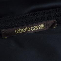 Pre Owned Roberto Cavalli Black Animal Print Long Sleeve Silk Blouse M
