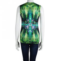 Pre Owned توب روبرتو كافالي حرير مطبوع متعدد الألوان M