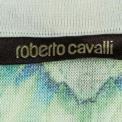 Pre Owned توب روبرتو كافالي حرير مطبوع متعدد الألوان M