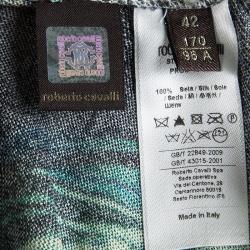 Pre Owned توب روبرتو كافالي حرير مطبوع متعدد الألوان M