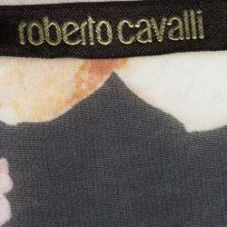 Pre Owned Roberto Cavalli Floral Printed Tie Detail Top M
