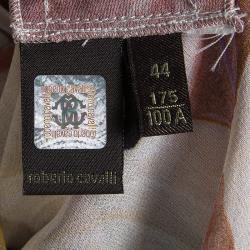 Pre Owned Roberto Cavalli Floral Printed Tie Detail Top M