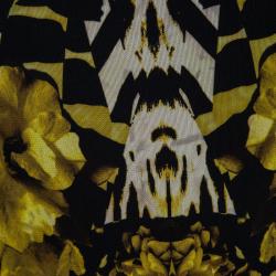 مملوكة مسبقًا فستان روبرتو كافالي أسود مطبوع بأكمام طويلة M