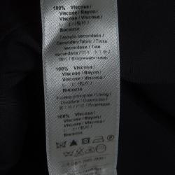 مملوكة مسبقًا فستان روبرتو كافالي أسود مطبوع بأكمام طويلة M