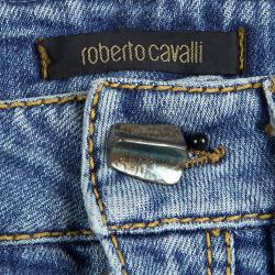 Pre Owned بنطلون جينز روبرتو كافالي دينيم أزرق فاتح قصة بوت S