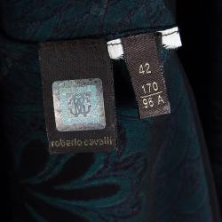 مملوكة مسبقًا Roberto Cavalli Blue Printed Silk Tie Detail Kaftan Tunic M