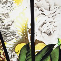 Pre Owned Roberto Cavalli Yellow Printed Cap Sleeve V- Neck Dress M