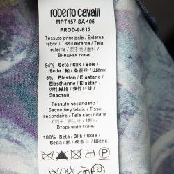 Pre Owned Roberto Cavalli Blue Heart Print Silk Sleeveless Dress M