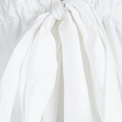 مملوكة مسبقًا تونيك روبرتو كافالي قطن أبيض بكشكشة مزينة  وخياطة مطرزة أكمام واسعة S