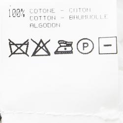 مملوكة مسبقًا تونيك روبرتو كافالي قطن أبيض بكشكشة مزينة  وخياطة مطرزة أكمام واسعة S