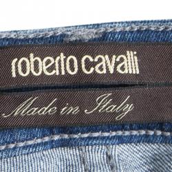 Pre Owned بنطلون جينز روبرتو كافالي قصة بوت دنيم باهت ازرق داكن S