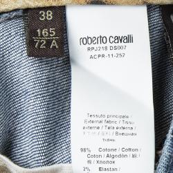 Pre Owned بنطلون جينز روبرتو كافالي قصة بوت دنيم باهت ازرق داكن S