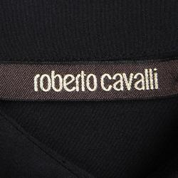 Pre Owned تونيك روبرتو كافالي حرير أسود لمسات دانتيل برباط مزين غير متساوي M