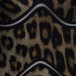 مملوكة مسبقًا فستان ماكسي روبرتو كافالي تريكوت نقشة الفهد طبقة شبكة S