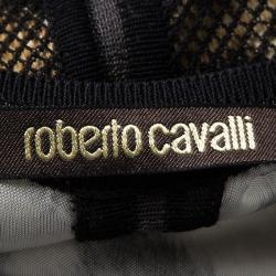 مملوكة مسبقًا فستان ماكسي روبرتو كافالي تريكوت نقشة الفهد طبقة شبكة S