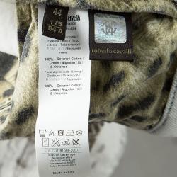 Pre Owned Roberto Cavalli White Printed Denim Straight Fit Jeans M