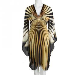 مملوكة مسبقًا Roberto Cavalli Multicolor Printed Silk Bell Sleeve Dress L
