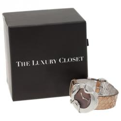 Pre Owned Roberto Cavalli Brown Stainless Steel Snake Women's Wristwatch 38MM