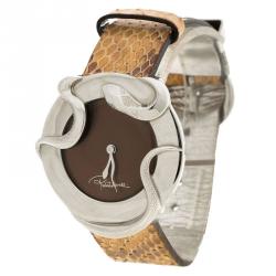 Roberto Cavalli Brown Stainless Steel Snake R7251165535 Women's Wristwatch 38MM