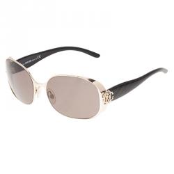 Roberto Cavalli Black and Gold Calendula 534S Round Sunglasses