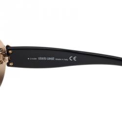 Roberto Cavalli Black and Gold Calendula 534S Round Sunglasses