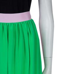 Pre Owned Roksanda Ilincic Neon Green and Pink Paneled Maxi Skirt M