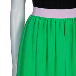 Pre Owned Roksanda Ilincic Neon Green and Pink Paneled Maxi Skirt M