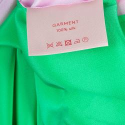 Pre Owned Roksanda Ilincic Neon Green and Pink Paneled Maxi Skirt M