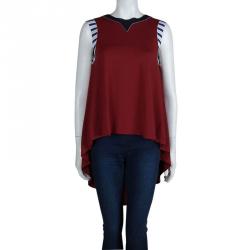 Pre Owned Roksanda Ilincic Burgundy Jersey High Low Hem Sleeveless Top M
