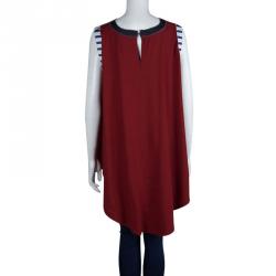 Pre Owned Roksanda Ilincic Burgundy Jersey High Low Hem Sleeveless Top M