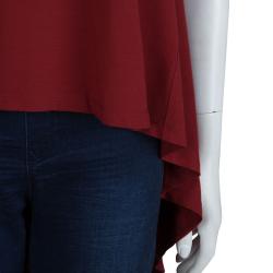 Pre Owned Roksanda Ilincic Burgundy Jersey High Low Hem Sleeveless Top M