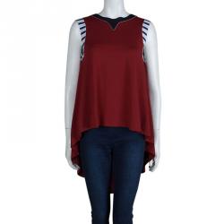 مملوكة مسبقًا Roksanda Ilincic Burgundy Jersey High Low Hem Sleeveless Top S