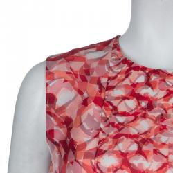 Pre Owned Roksanda Ilincic Orange Printed Sleeveless Silk Dress M