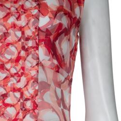 Pre Owned Roksanda Ilincic Orange Printed Sleeveless Silk Dress M