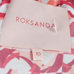 Pre Owned Roksanda Ilincic Orange Printed Sleeveless Silk Dress M