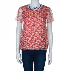 مملوكة مسبقًا Roksanda Ilincic Orange Printed Silk Top S