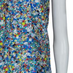 Roksanda Ilincic Multicolor Floral Print Textured Silk Draped Asymmetric Top M
