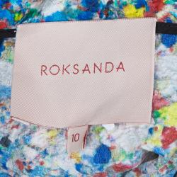 Roksanda Ilincic Multicolor Floral Print Textured Silk Draped Asymmetric Top M