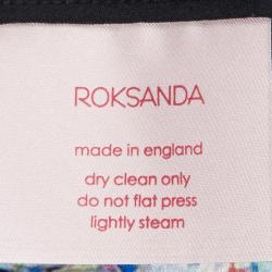 Roksanda Ilincic Multicolor Floral Print Textured Silk Draped Asymmetric Top M