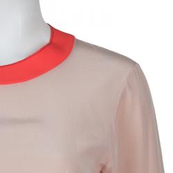 Pre Owned Roksanda Ilincic Light Pink and Neon Detail Blouse S